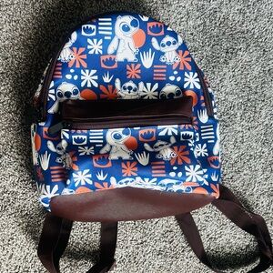 Disney Kids Backpack in Blue, White, Orange with Stitch Print